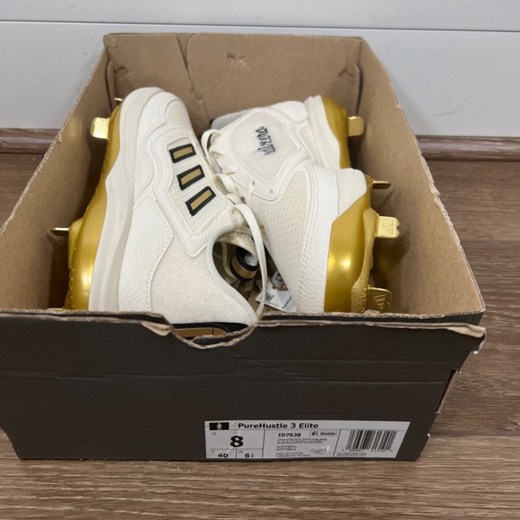 Adidas PureHustle 3 Elite Softball Cleats Womens Size 8 Off White/Gold Metal - Picture 2 of 10